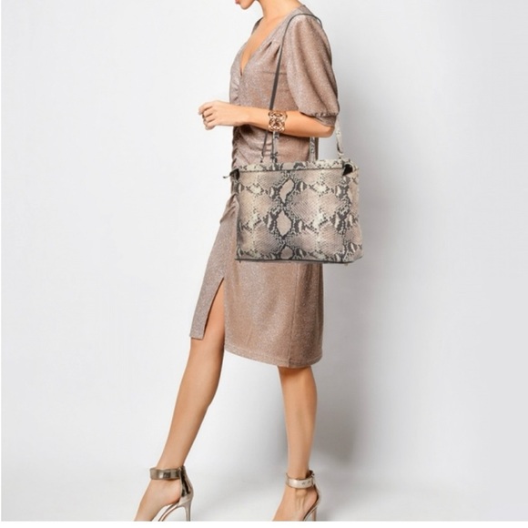 Furla Python Embossed Leather Top Zip Two Way Bag | COA - Picture 5 of 14